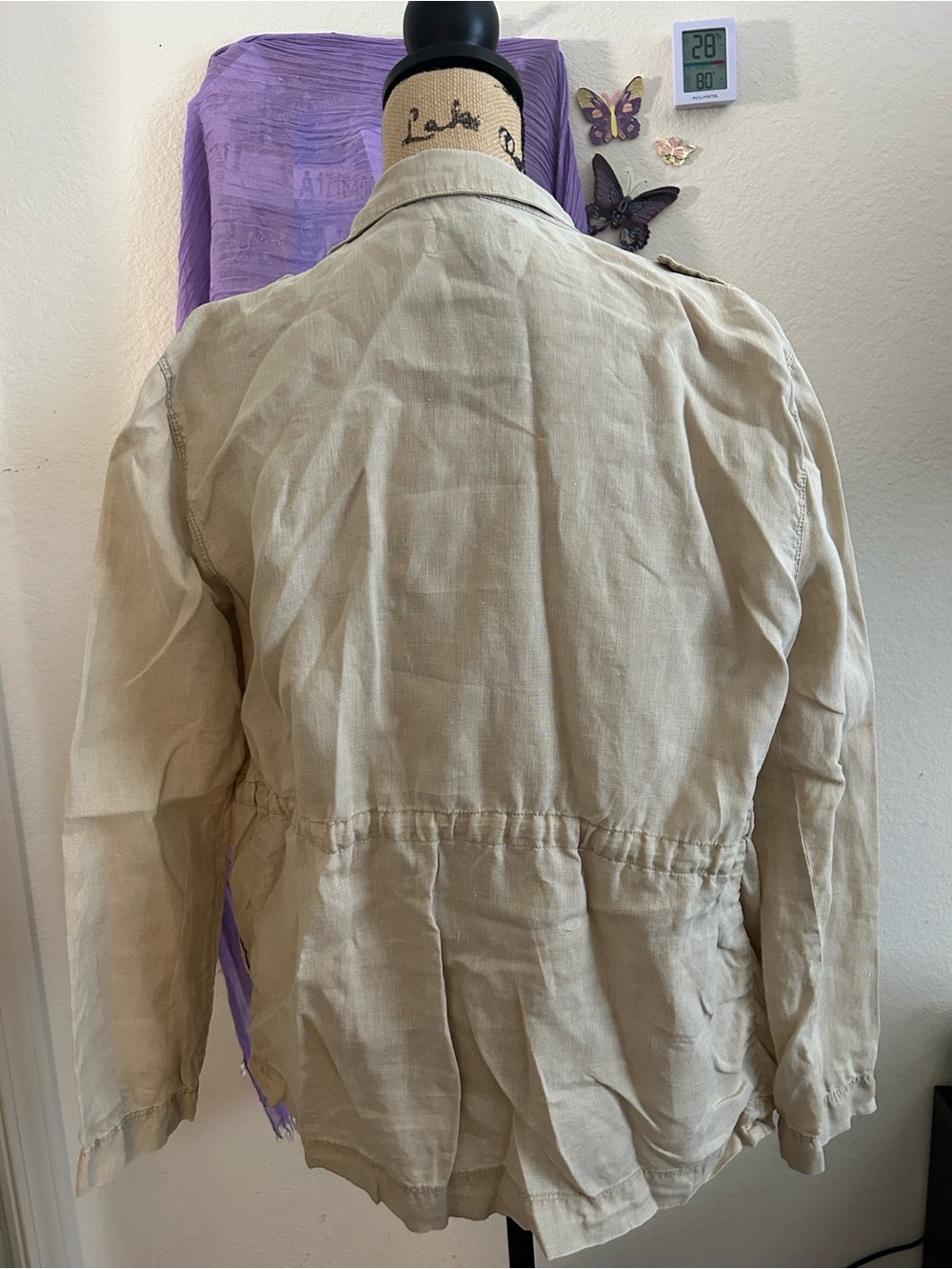 Michael Stars Cream Utility Field Jacket with Epaulets. 100% Linen. EUC - Picture 2 of 2